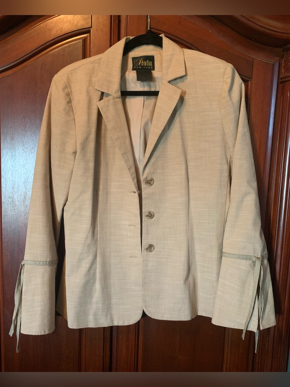 David Paul New York Light Cream Single-Breasted Blazer